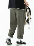Men's Japanese Style Casual Solid Color Cargo Straight Pants