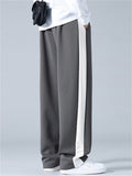 Men's Loose Fit Side Stripe Straight Leg Drape Sweatpants