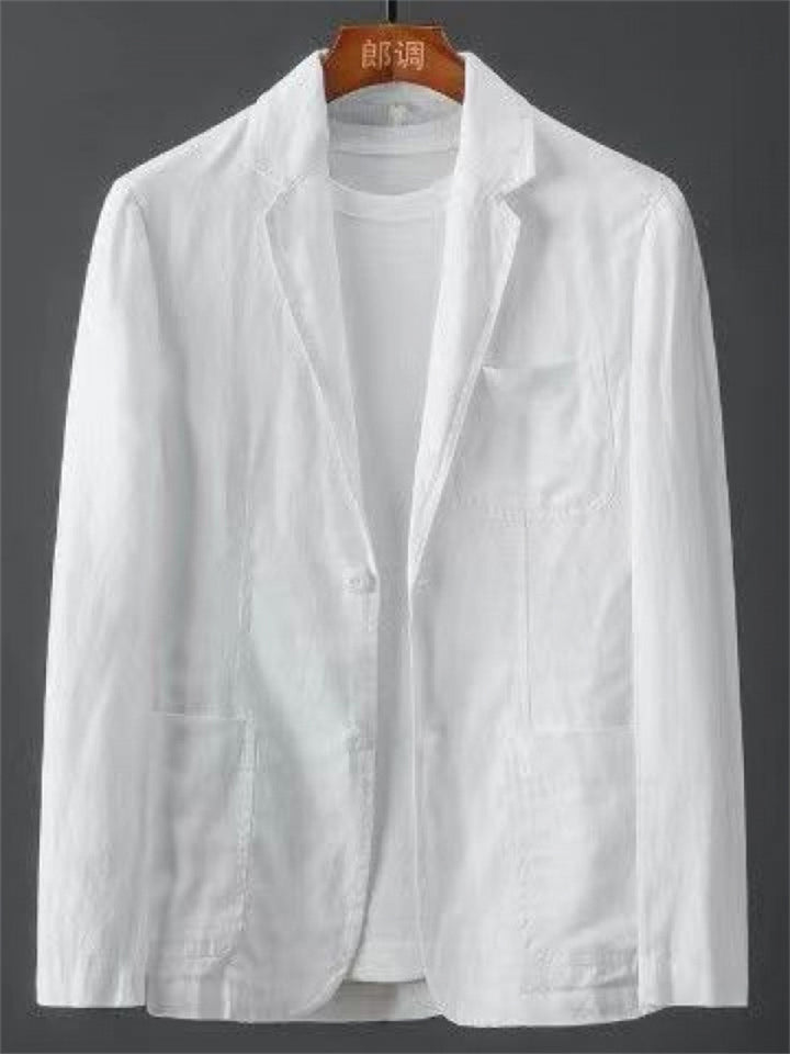 Men's Solid Color Pockets Lapel Long Sleeve Suit Jacket