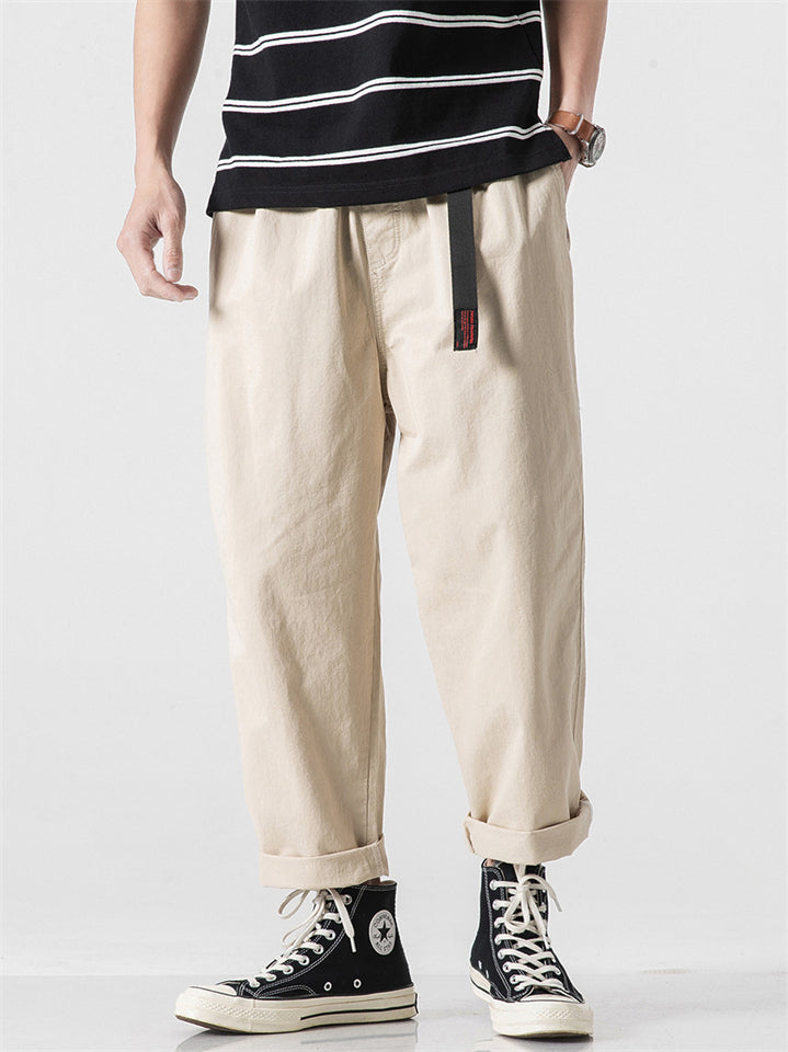 Men's Summer Casual Elastic Straight Cargo Cropped Pants
