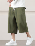 Men's Casual Solid Color Pockets Capri Pants
