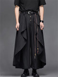 Retro Japanese Style Casual Patchwork Wide Leg Cropped Pants for Men