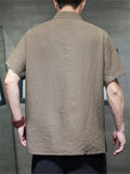 Men's Summer Chinese Style Bamboo Embroidery Mandarin Collar Shirts