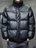 ‌Men's Winter Trendy Zipper Buttons Padded Puffer Coats