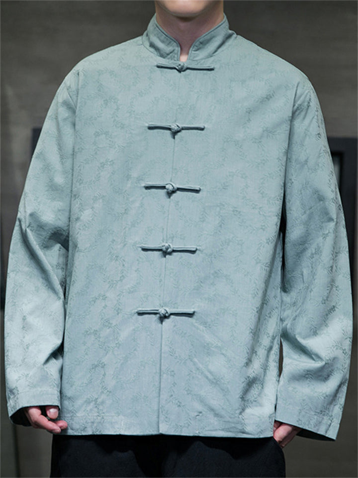 Men's Simple Chinese Style Cotton Blend Stand Collar Tang Suit Jacket