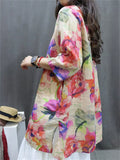 Women's Summer Elegant Retro Floral Printed V Neck Shirts