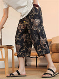 Men's Summer Loose Chinese Style Printed Capri Pants