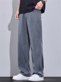 ‌Casual Mid Waist Loose Fit Drape Straight Leg Pants for Men‌