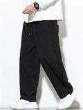 Men's Simple Japanese Style Retro Solid Color Wide Leg Pants