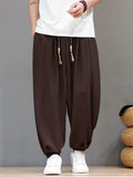 Men Summer Chinese Style Textured Baggy Harem Joggers Pants