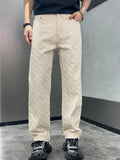 Men's American Style Vintage Jacquard Regular Fit Straight Leg Jeans