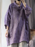 Women's Retro Loose Linen Distressed Long Sleeve Shirts