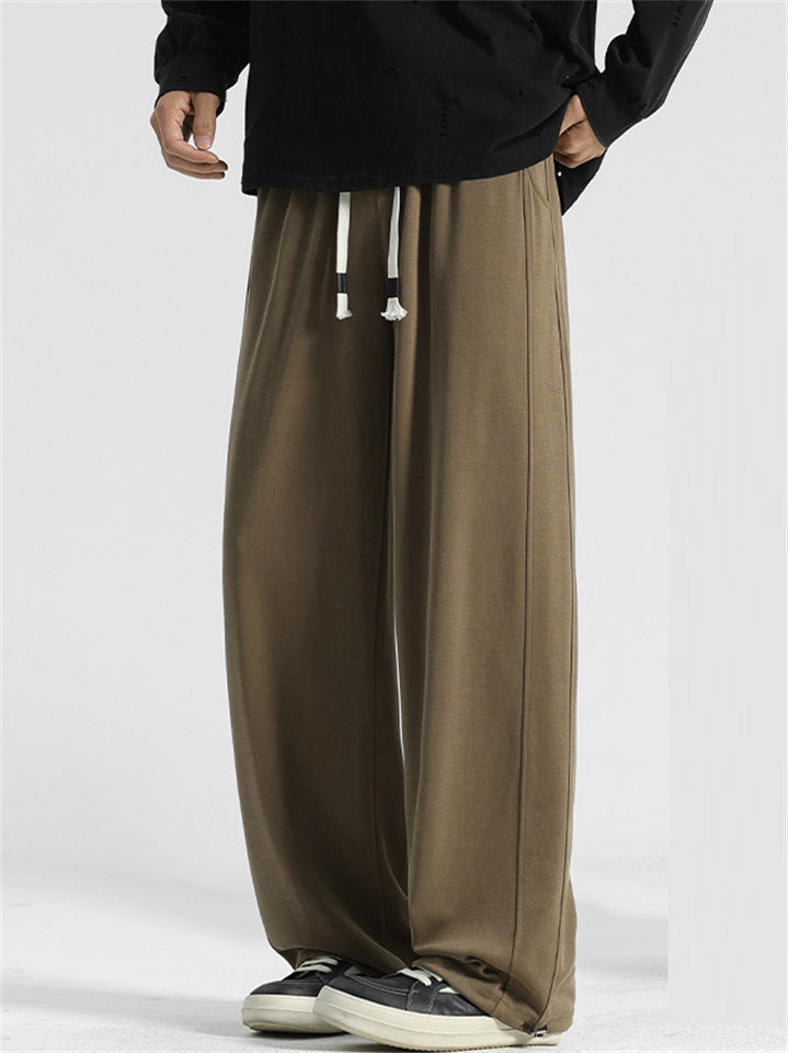 Men's Solid Color Casual Drape Wide Leg Straight Pants