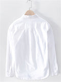 Simple Solid Color Casual Men's Long Sleeve Cotton Lapel Shirts