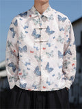 Men's Vintage Butterfly embroideried Long Sleeve Shirt