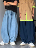 Retro Japanese Style Oversized Straight Wide-Leg Jeans For Men