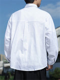 Chinese Style Solid Color Lapel Long Sleeve Shirts for Men