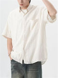 Men's Japanese Style Jacquard Lapel Short Sleeve Shirts