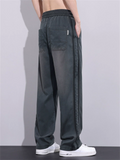Men's Summer Loose Fit Side Seam Embroidery Staight Leg Pants