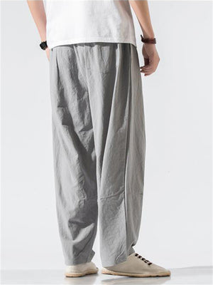 Male Elastic Waist Solid Color Oversized Trousers