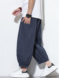 Men's Summer Casual Striped Wide Leg Beach Cropped Pants