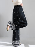 Women's Simple Contrast Color Comfy Geometry Printed High Waist Pants