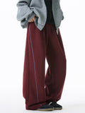 Men's Retro Comfy Contrast Trim Elastic Waist Wide Leg Pants