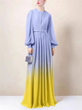 Women's Trendy Gradient Long Sleeve Floor Length Dress
