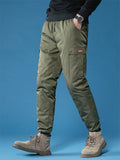 Mens Padded Down Cargo Joggers Drawstring Winter Work Pants