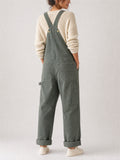 Women Casual Baggy Wide Leg Carpenter Bib Overalls Jumpsuit
