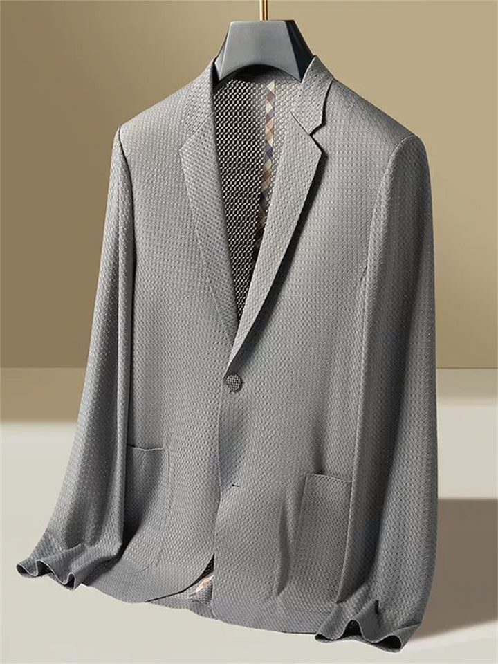 Men's Solid Color Cool Single Breasted Lapel Long Sleeve Jacket