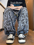 Male's Ethnic Style Plants Printed Cool Drape Wide Leg Pants