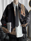 Spring Loose Print Long Sleeve Lapel Jacket for Men