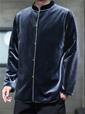 Men's Retro Chinese Style Autumn Velvet Contrast Trim TangSuit Jackets