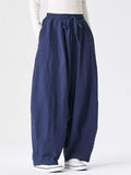 Mens Cotton Japanese Style Loose Wide Leg Harem Pants