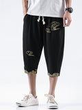 Men's Casual Cloud Print Drawstring Capri Pants