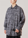 Chinese Style Men's Corduroy Texture Lapel Long Sleeve Shirts