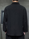 Men's Autumn Solid Color Zen Style Pullover Long Sleeve Shirts