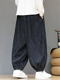 Men's Cozy Corduroy Elastic Waist Loose Fit Bloomer Pants