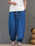 Men Summer Chinese Style Textured Baggy Harem Joggers Pants