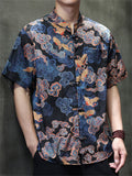 Men's Summer Cool Chinese Style Printed Frog Button TangSuit Shirts