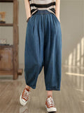 Women's Retro Distressed Wide-Leg Straight Cropped Jeans