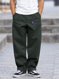 Men Japanese Style Baggy Pants Loose Fit Straight Leg Trousers