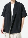 Chinese Style Retro Cotton Linen Short Sleeve Shirt for Men