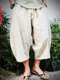 Men's Casual Comfy Drawstring Cotton Linen Cropped Pants
