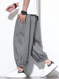 Men's Summer Trendy Plaid Pockets Wide Leg Cropped Pants