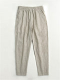 Mens Summer Striped Linen Blend Drawstring Cropped Beach Pants