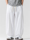 Men's Casual Simple Solid Color Drawstring Wide Leg Straight Pants