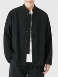 Oriental Style Men's Casual Button Stand Collar Long Sleeve Shirt