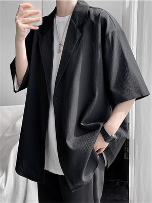 Summer Casual Men's Short Sleeve Loose Suit Jacket